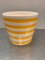 Yellow stripe ceramic pot