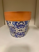 Blue tile design ceramic pot