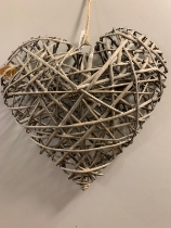 Grey wicker heart